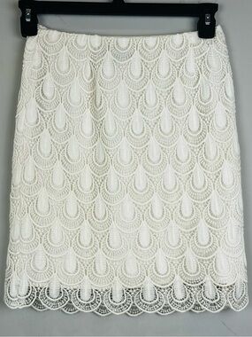 Cynthia Steffe Cream Teardrop Crochet Lace Mini Pencil Skirt Size 0